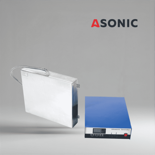 ASONIC-IND-PLATE-1 ASONIC IND-PLATE ipari ultrahangos merülőlemez, nagy teljesítményű és egyenletes tisztítást biztosít nagy ultrahangos tartályokban.