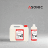 ASONIC AS-BIOX tisztítószer 1 literes, 5 literes és 25 literes tartályokban a biológiai maradványok eltávolításához.