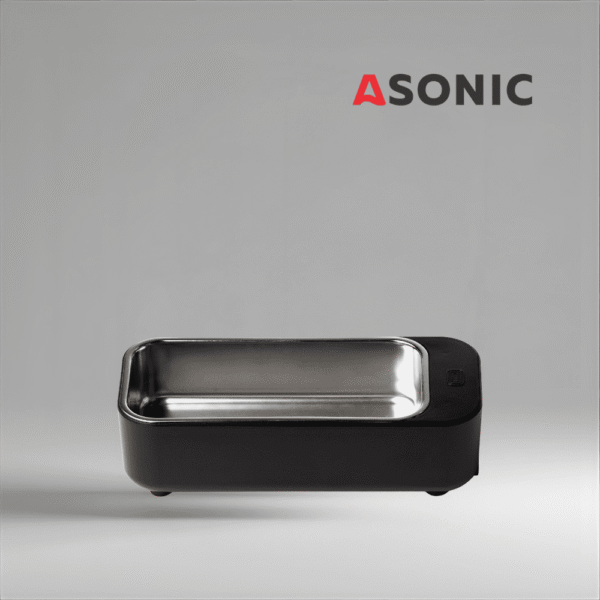 ASONIC HOME-450fekete kompakt ultrahangos fürdő, hatékony készülék ékszerek, szemüvegek és órák tisztítására.