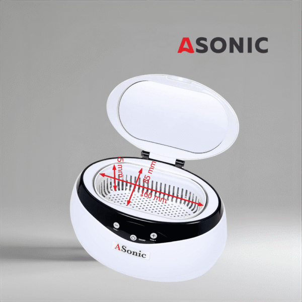 ASONIC HOME-650 ultrahangos tisztító, kompakt fürdő ékszerek, szemüvegek és a háztartások mindennapi tisztításához.