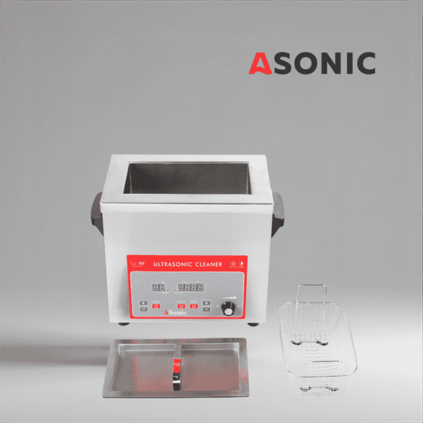 ASONIC IND-40 kompakt ultrahangos fürdő, ideális kisipari és laboratóriumi tisztításhoz.