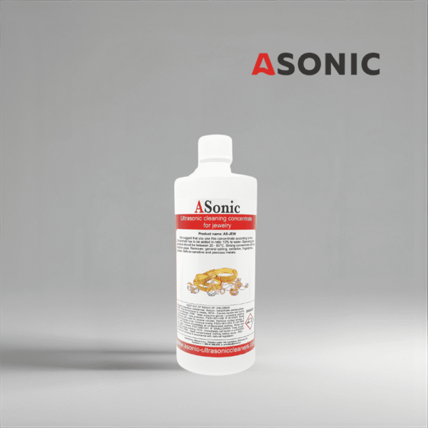 ASONIC AS-JEW-1 ultrahangos ékszertisztító oldat, 1 literes flakon finom arany, ezüst és drágakő tárgyakhoz.