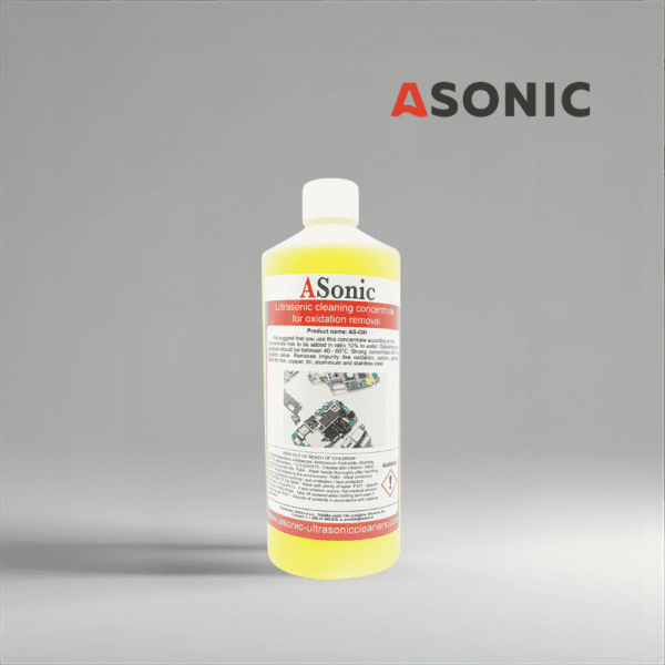 ASONIC AS-OXI-1 ultrahangos oxidáció eltávolító, 1 literes tisztító koncentrátum az ékszerek és szerszámok biztonságos oxidáció eltávolításához.