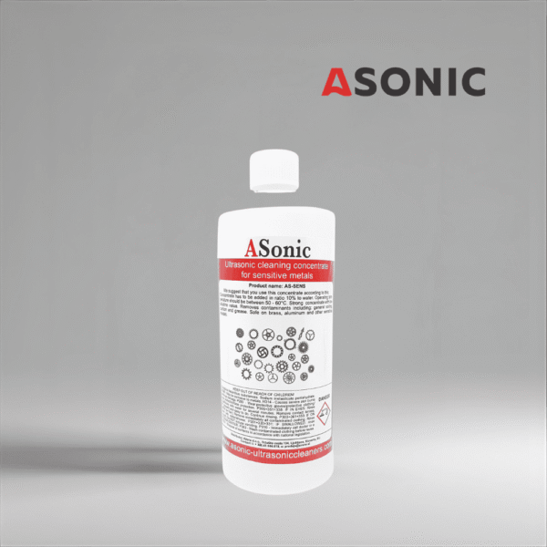 ASONIC AS-SENS-1 ultrahangos érzékeny tisztítószer, 1L oldat törékeny eszközök, optikai és orvosi eszközök biztonságos tisztítására.